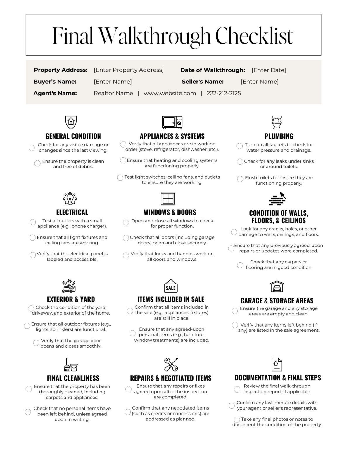 ASH Final Walkthrough Checklist