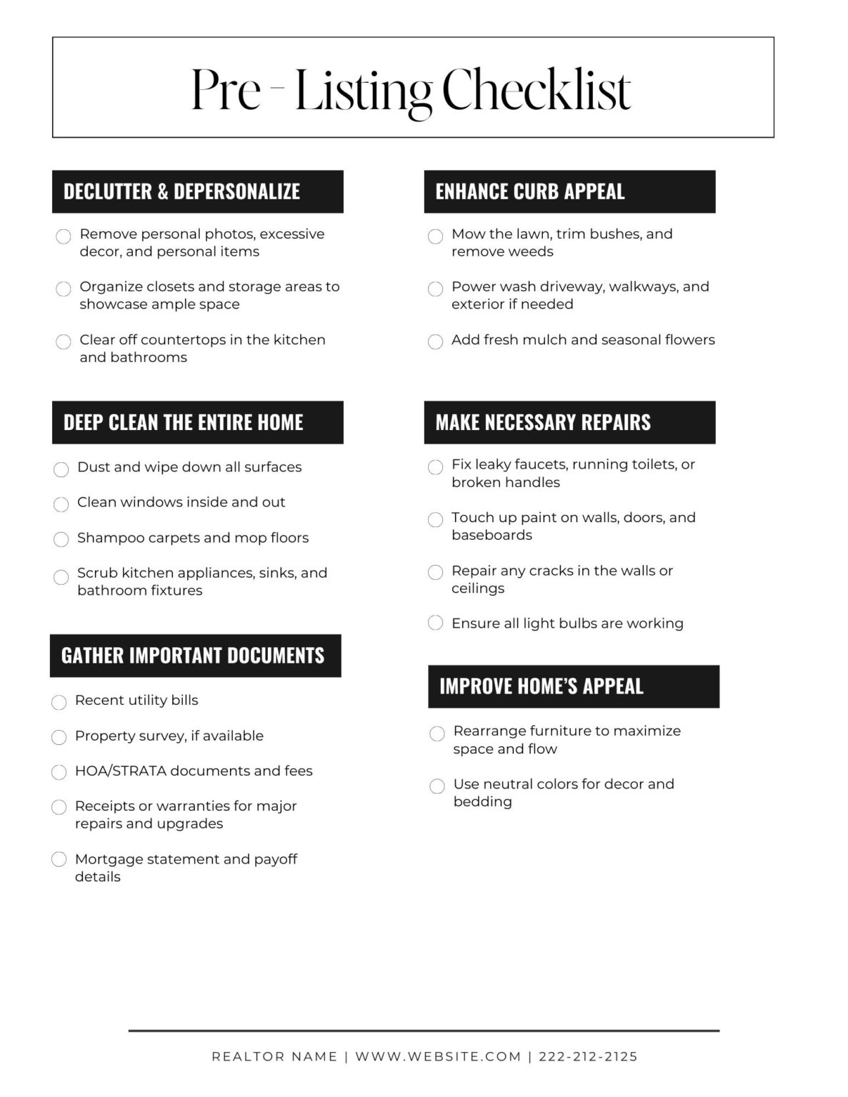 ASH Pre - Listing Checklist