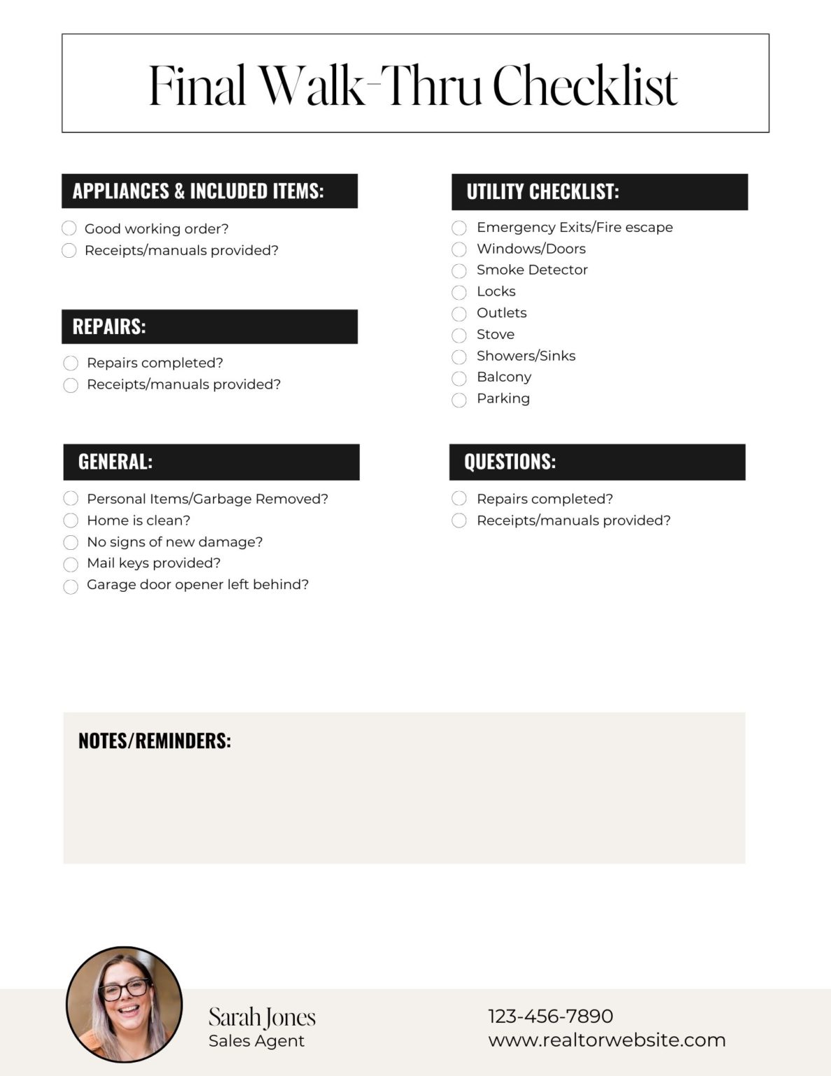 ASH - UPDATED - Final Walk-thru Checklist